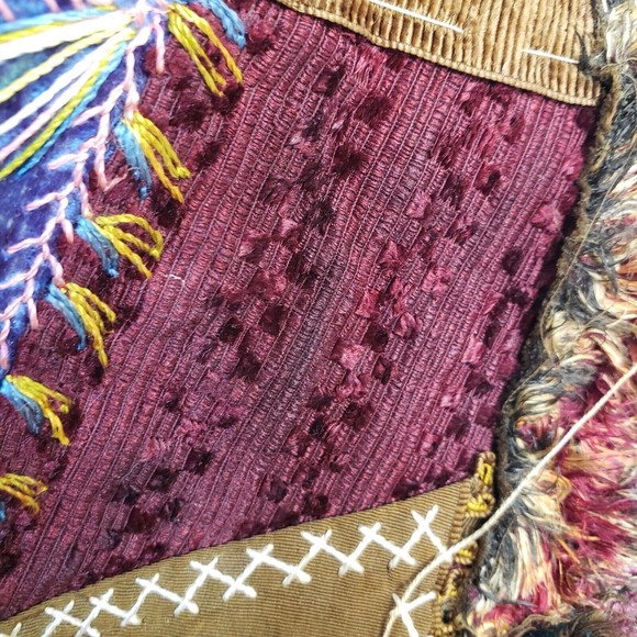 Antique Crazy Quilt 11" Square Block Flannel Backing Velvet Satin Embroidery - Picture 10 of 13